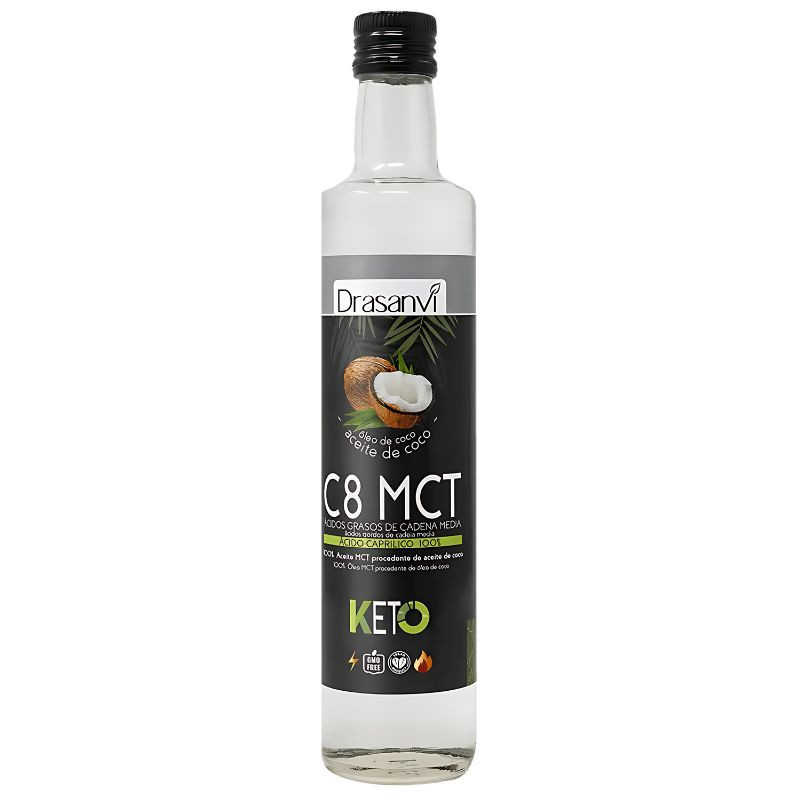 ACEITE MCT COCO PURO 100% C8 500ML KETO DRASANVI