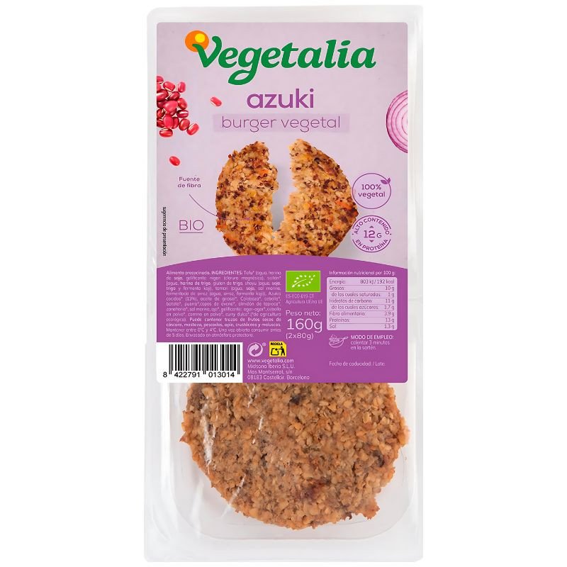 VEGEBURGUER DE AZUKIS, TOFU Y SEITÁN BIO 160GR VEGETALIA