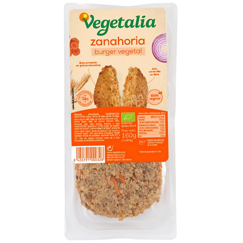 VEGEBURGUER SEITÁN Y ZANAHORIA  BIO 160GR VEGETALIA