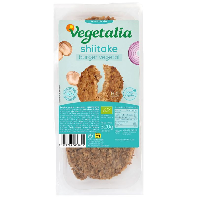 VEGEBURGUER SEITÁN Y SHIITAKE BIO (4 UNIDADES) 320GR VEGETALIA