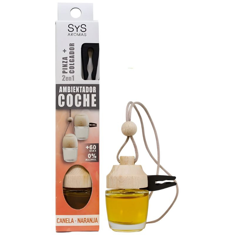 AMBIENTADOR NATURAL COCHE CON PINZA AROMA CANELA-NARANJA 7ML SYS