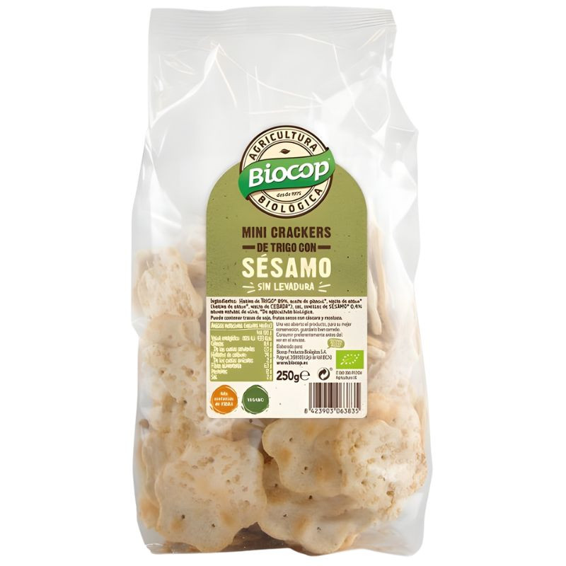 MINI CRACKERS DE TRIGO CON SÉSAMO 250G BIOCOP