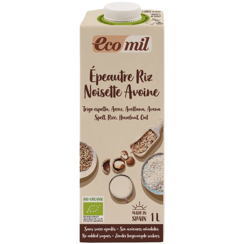 BEBIDA DE ESPELTA, ARROZ, AVELLANA Y AVENA BIO 1L ECOMIL