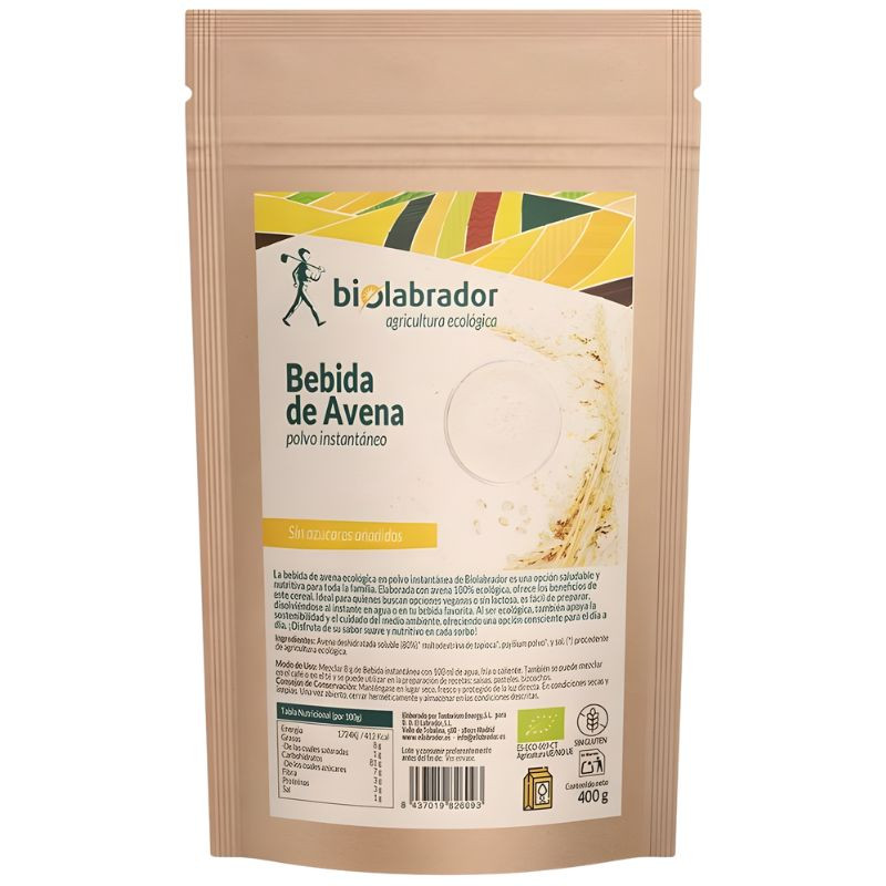 BEBIDA DE AVENA EN POLVO INSTANTÁNEA 400G BIOLABRADOR