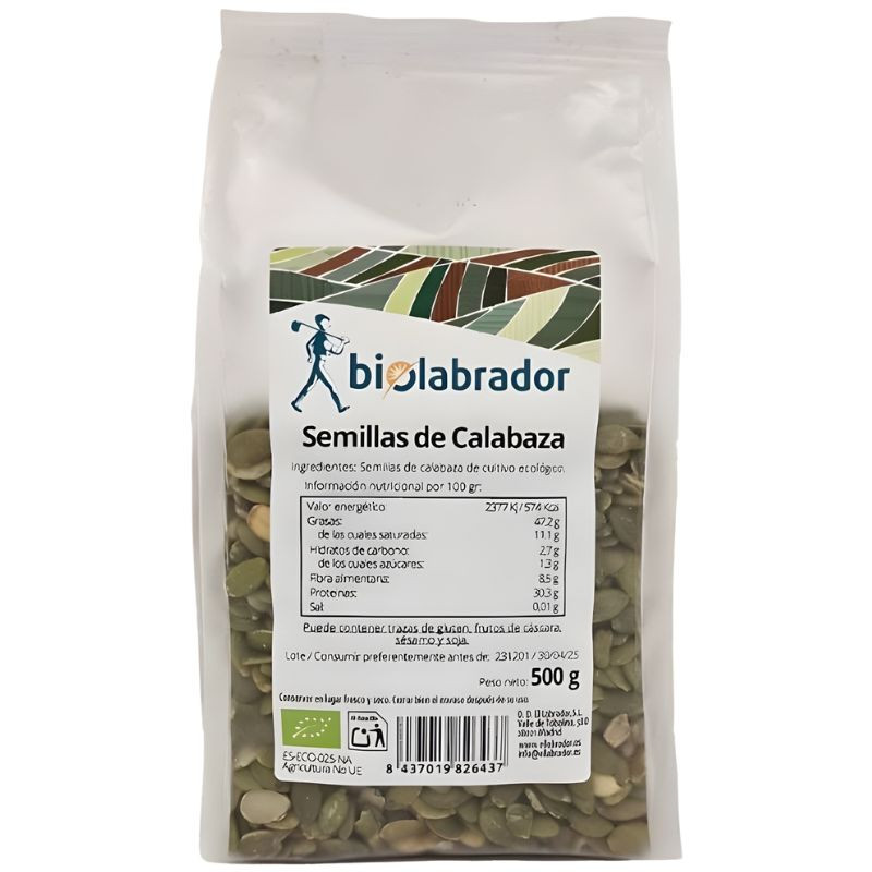 PIPAS DE CALABAZA PELADAS 500G BIOLABRADOR