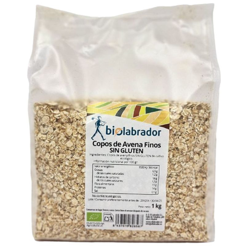 COPOS DE AVENA FINOS SIN GLUTEN 1KG BIOLABRADOR
