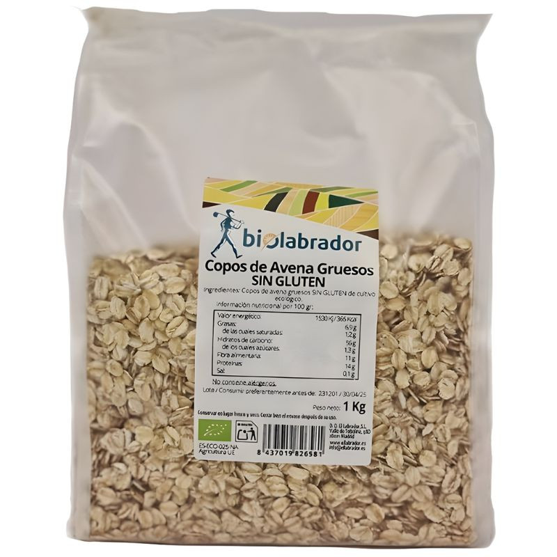 COPOS DE AVENA GRUESOS SIN GLUTEN 1KG BIOLABRADOR