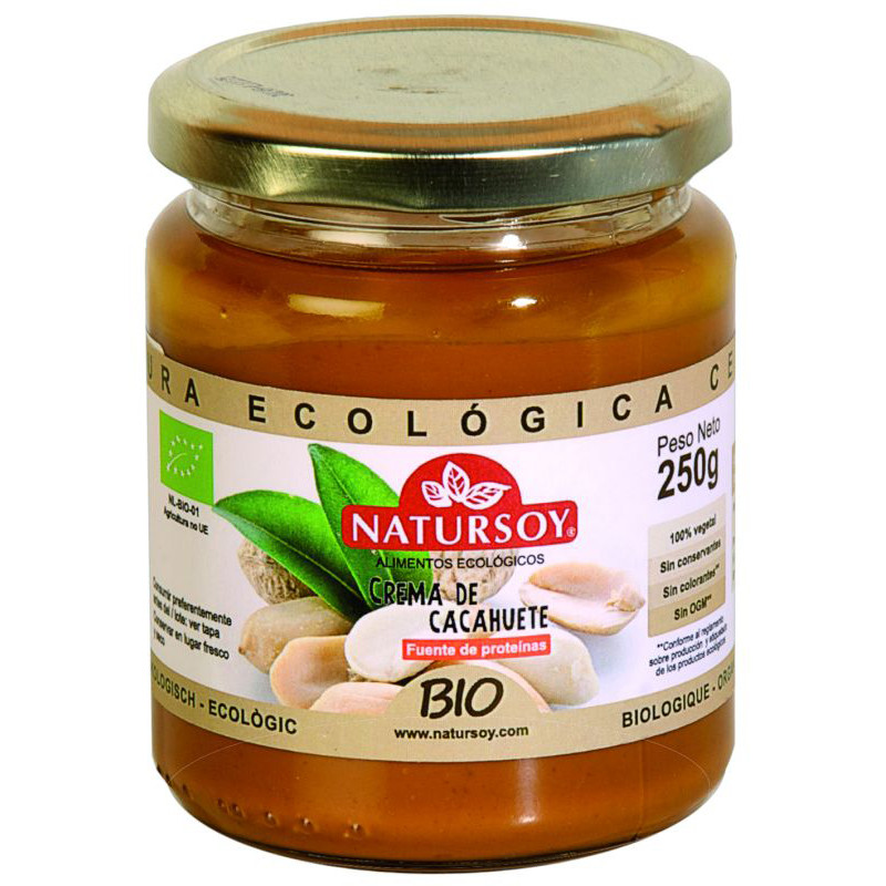 CREMA DE CACAHUETES SIN SAL 250Gr. NATURSOY