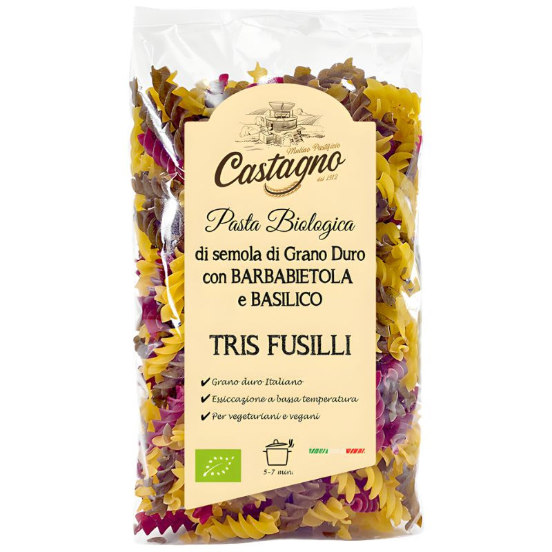 ESPIRALES DE TRIGO CON REMOLACHA Y ALBAHACA 500G CASTAGNO