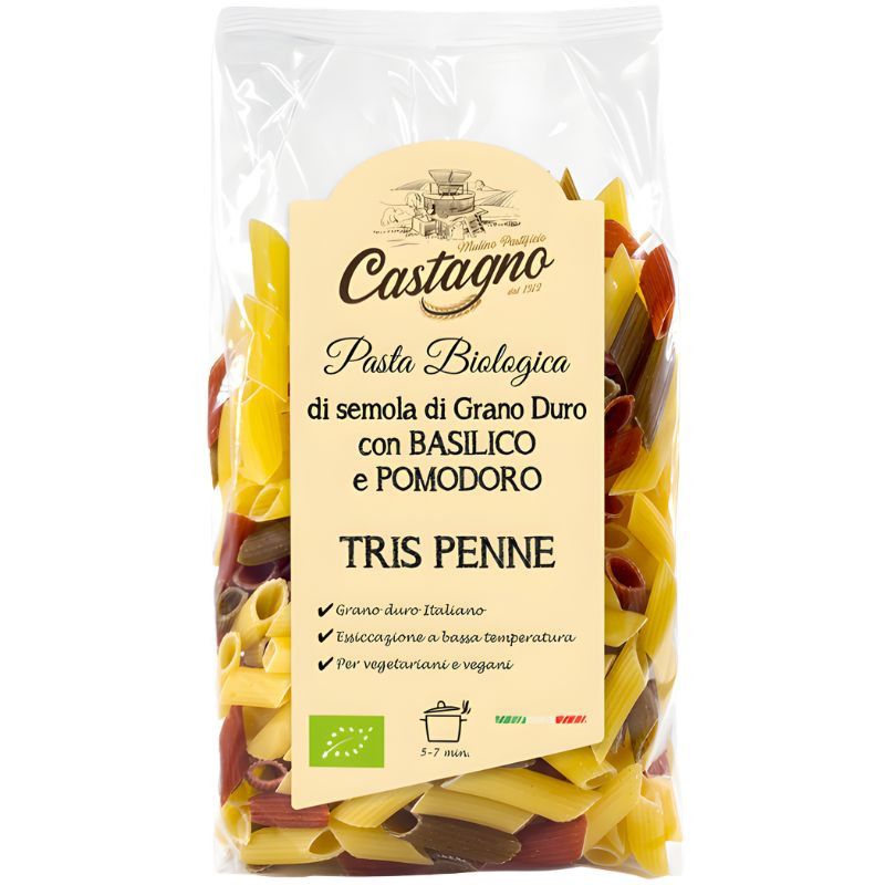 MACARRONES DE TRIGO CON TOMATE Y ALBAHACA 500G CASTAGNO
