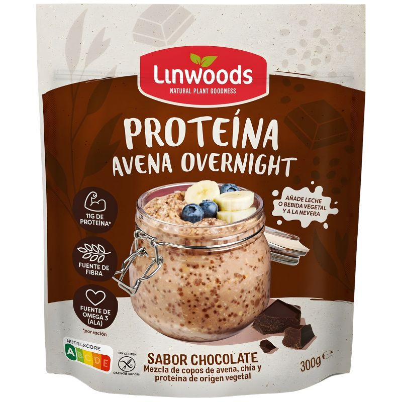 AVENA PROTEÍNA OVERNIGHT SABOR CHOCOLATE 300G LINWOODS