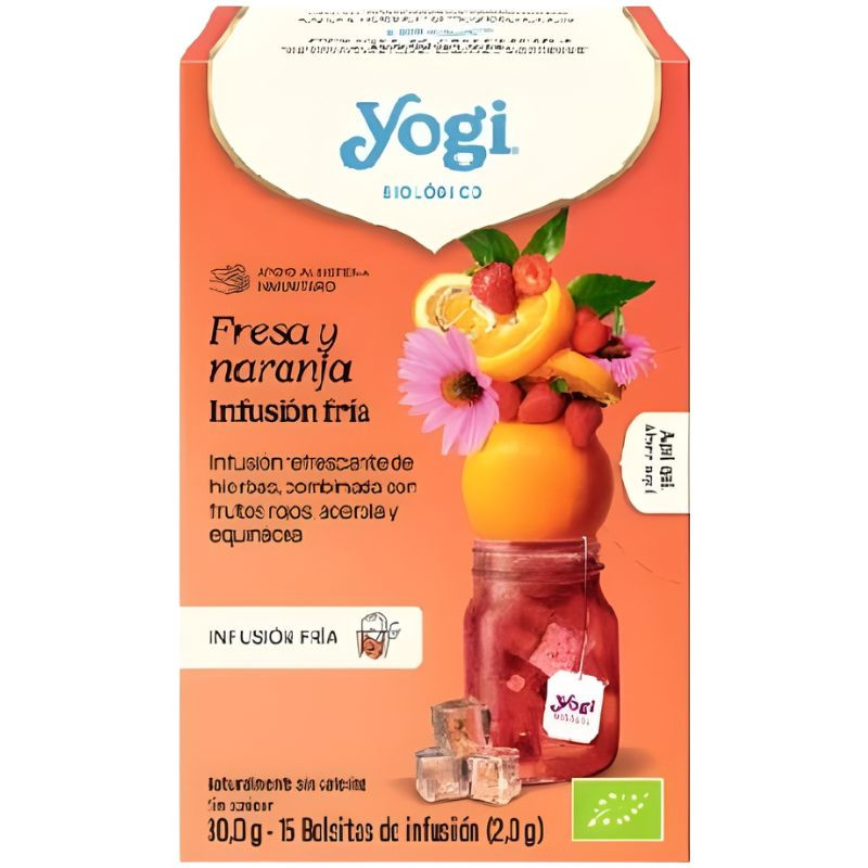 FRESA Y NARANJA INFUSIÓN FRÍA 15 FILTROS YOGI TEA