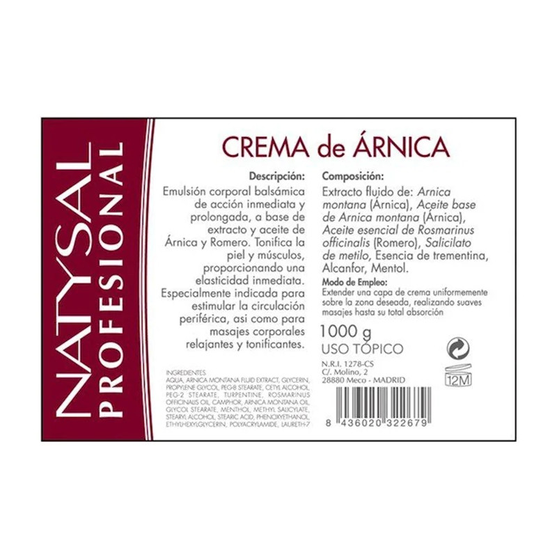 CREMA DE ARNICA 1Kg. NATYSAL