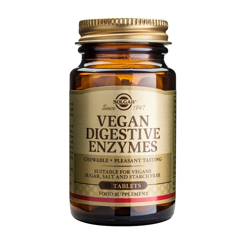 VEGAN ENZIMAS DIGESTIVAS 50 CAPSULAS MASTICABLES SOLGAR