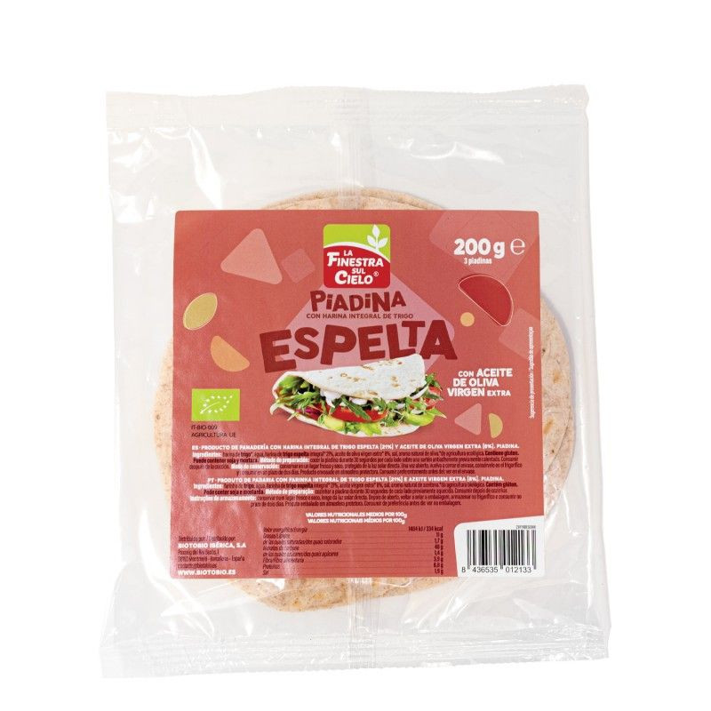 PIADINA CON TRIGO Y ESPELTA INTEGRAL BIO 200Gr FINESTRA